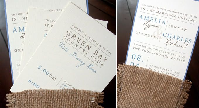 Country Chic Wedding Invitation with Burlap Pocket