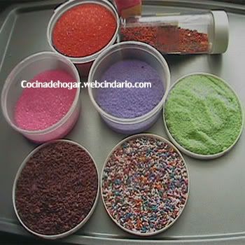azúcar de colores para decorar postres