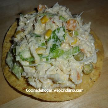 tostadas con pollo