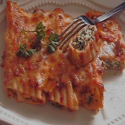 manicotti-canelones con champiñones y espinacas