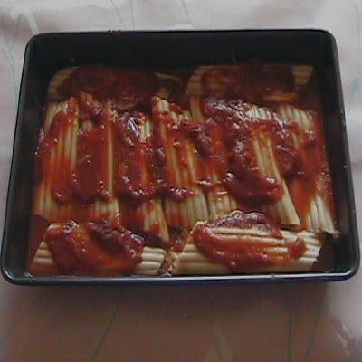 manicotti-canelones rellenos de champiñones y espinacas