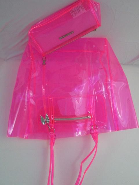 ... Victoria's Secret SUPERMODEL ESSENTIALS Clear Jelly Pink Beach Tote