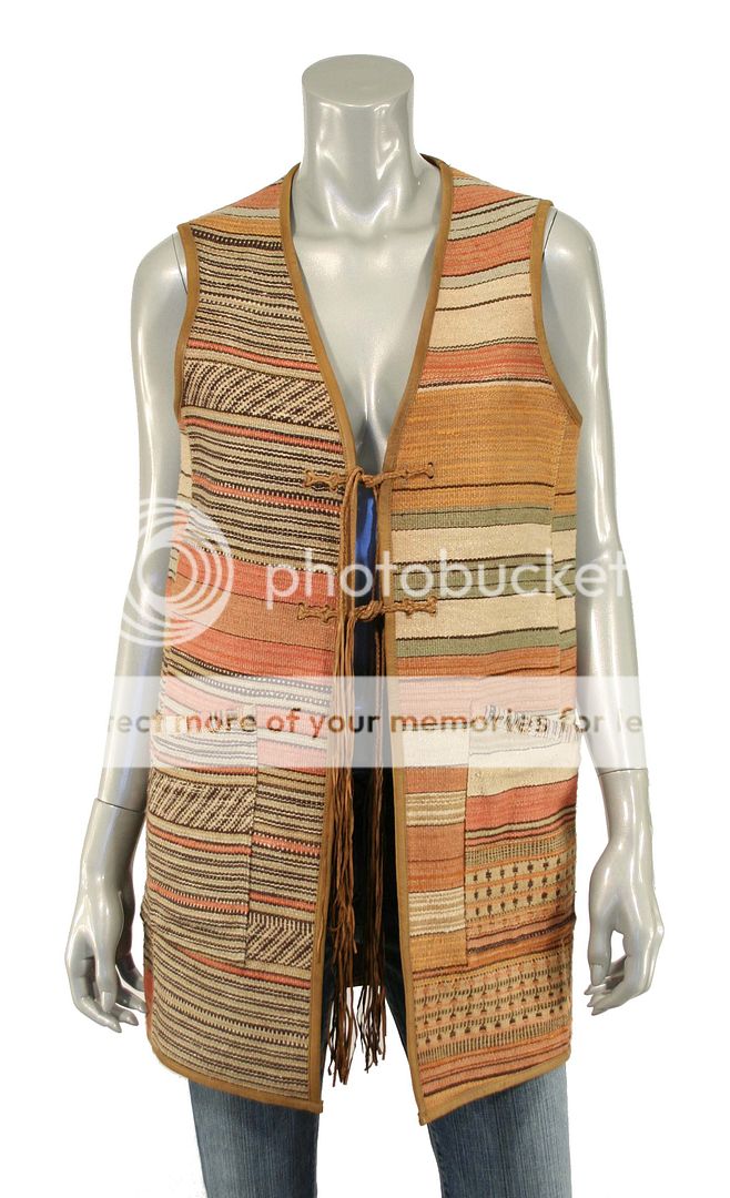   Lauren Blue Label Reversible Leather Indian Vest L New $1498  