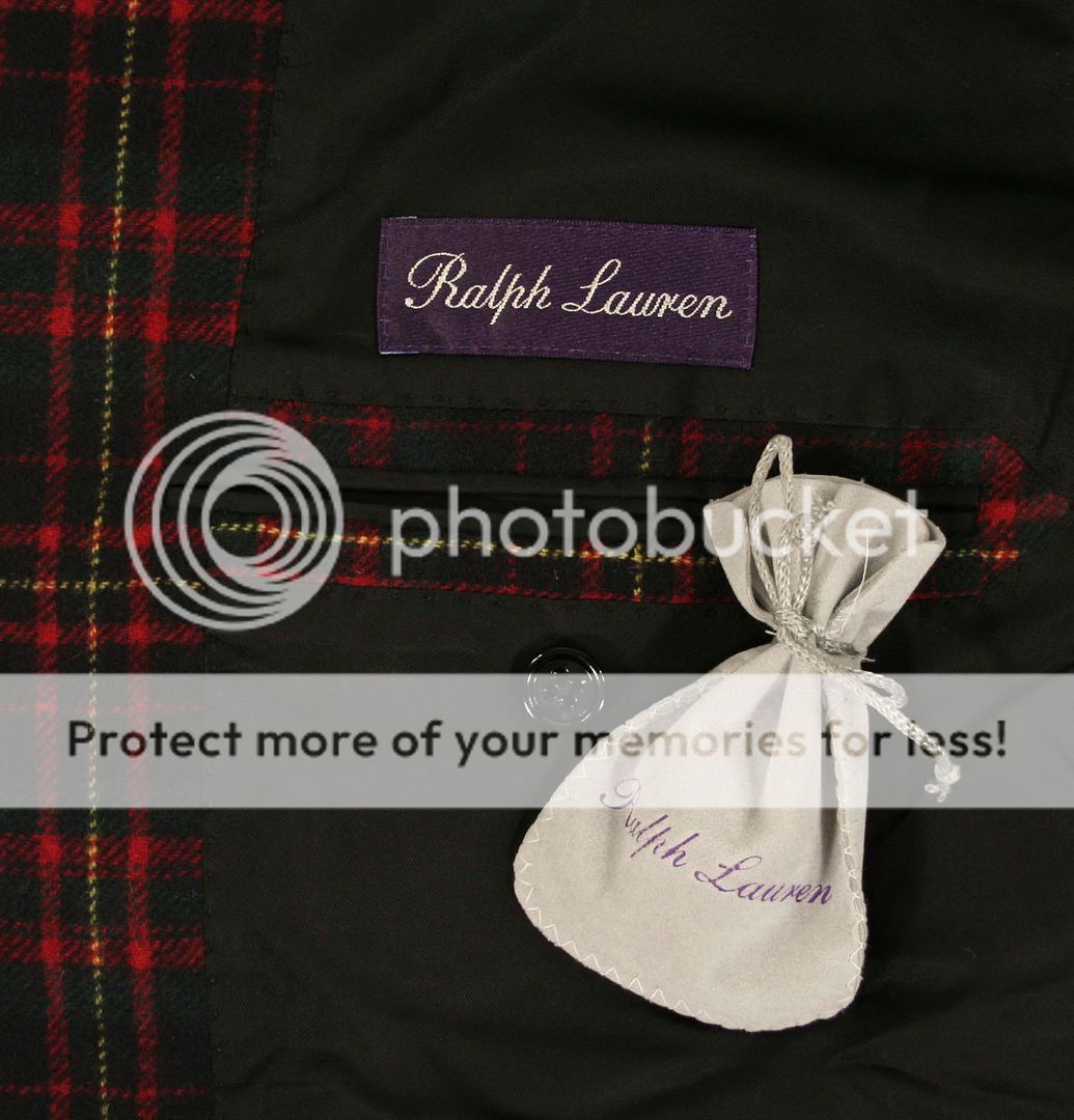   Lauren Purple Label Plaid Cashmere Blazer Jacket 44 L New $4995  