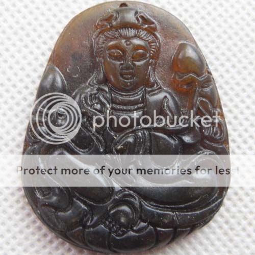 A0064964 Carved Chinese Old Jade Kwan yin pendant bead  