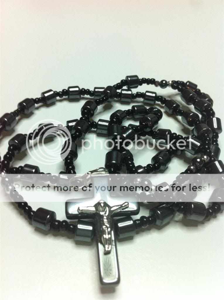 Hematite Stone Rosary Cylindric Beads from Jerusalem  