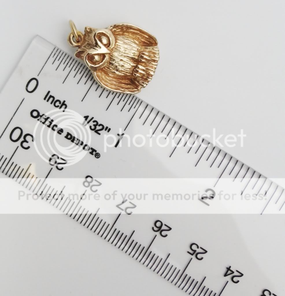 RARE JAMES AVERY 14K YELLOW GOLD OWL PENDANT  