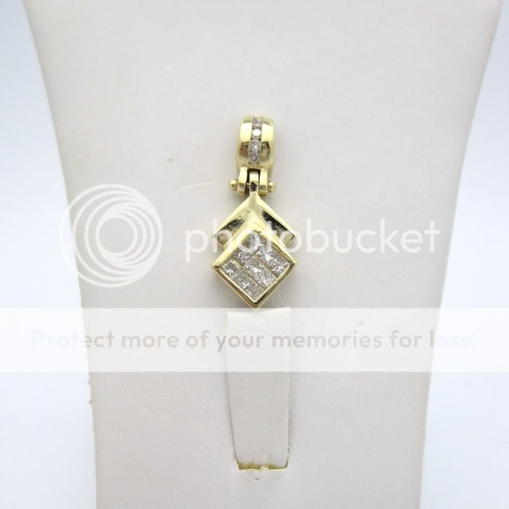 PRETTY 14K YELLOW GOLD SQUARE DIAMOND PENDANT  